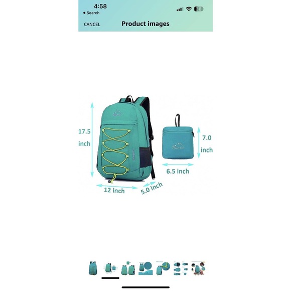 Waterproof Folding Outdoor Hiking Travel Sports Backpack Bag everyday use Teal - Picture 9 of 10